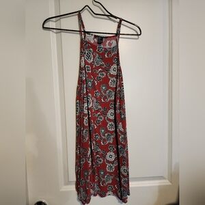 Women's Red Floral Print Mini Dress